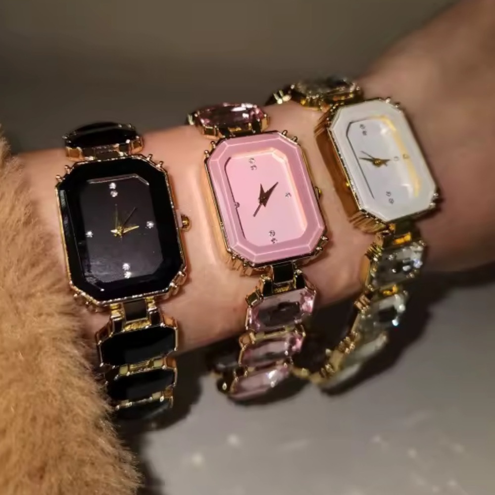 Rose Elegance Gem Timepiece Bracelet Watch